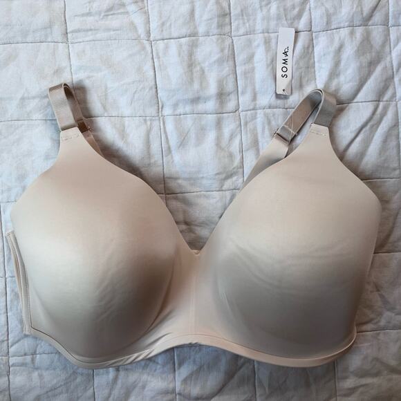 NWT Soma Vanishing 360 Wireless Bra "Pale Sand" Light Nude - 40G - Picture 1 of 3